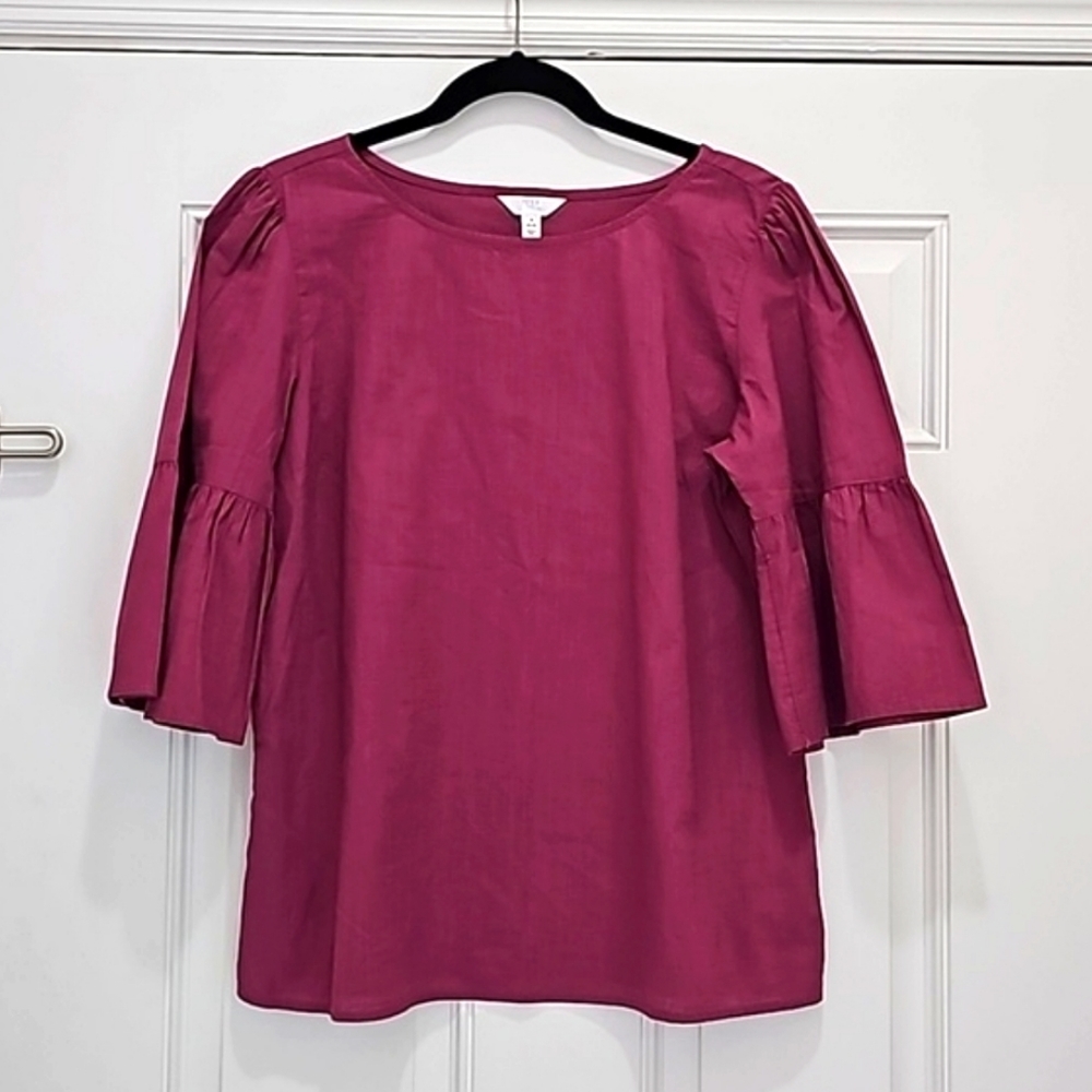 Time and Tru Size Small Mauve Bell Sleeve 100% Cotton Top